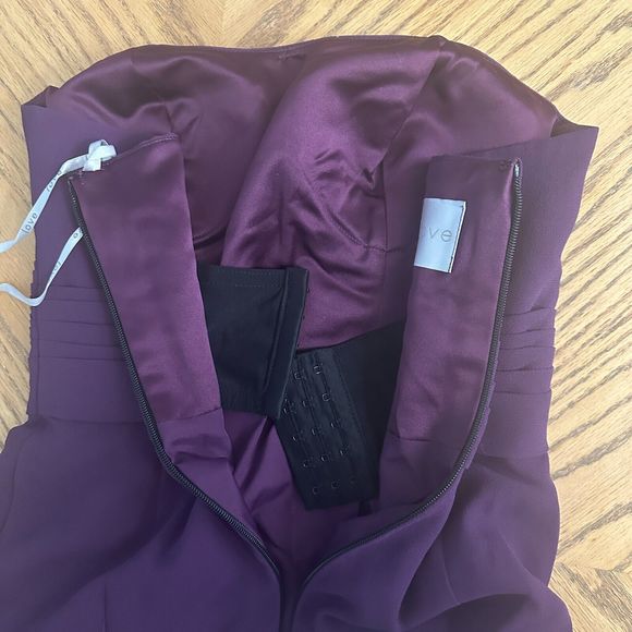 Draped Chiffon Purple Cocktail Dress Gathered Bustier Strapless Bra Insert Sz 6 - Picture 5 of 12